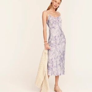 Flora‎ Obscura x J. Crew Eco Cupro Slip Dress in Lavender Fields